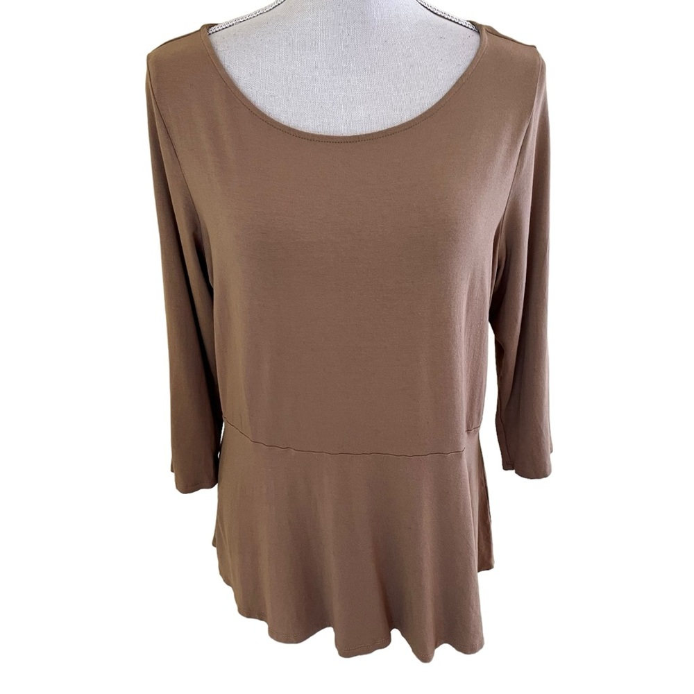 J. Jill Tan Rayon Knit Peplum Top LP